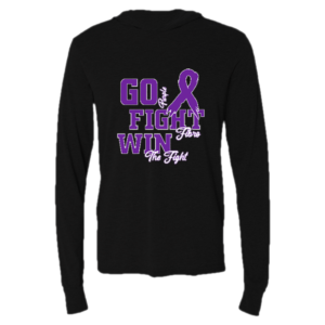 Go Purple, Fight Fibro, and Win Hooded Long Sleeve T-Shirt