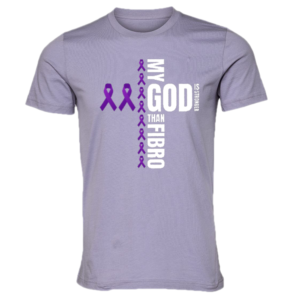 My God is Stronger than Fibro T-Shirt (white letters)