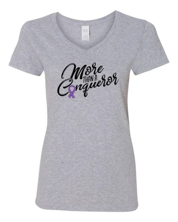 More than a Conqueror- Ladies V-Neck Blk