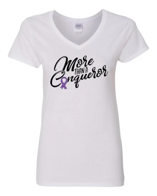 More than a Conqueror- Ladies V-Neck Blk