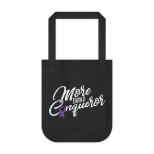 More Than A Conqueror Organic Canvas Tote Bag