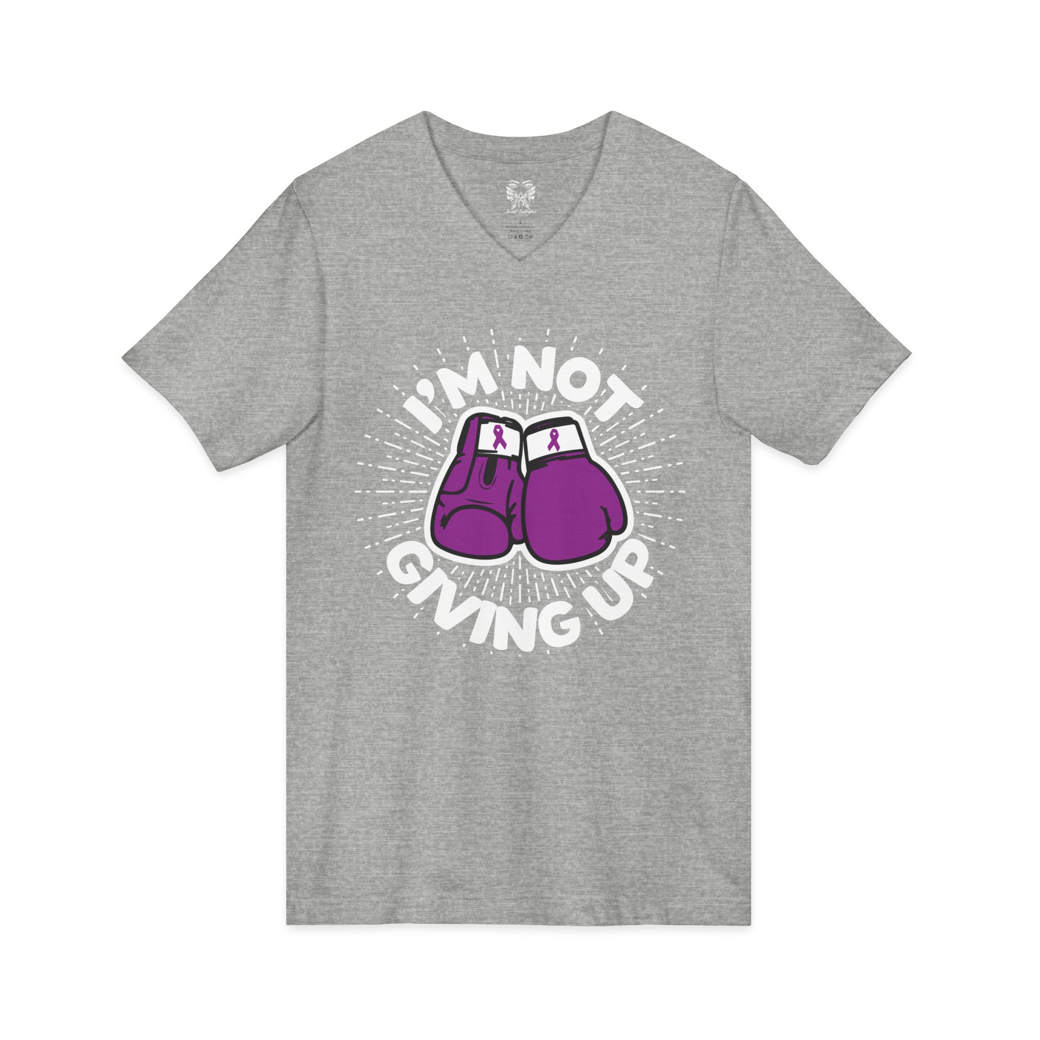 I’m Not Giving Up V-Neck Tee - Image 11