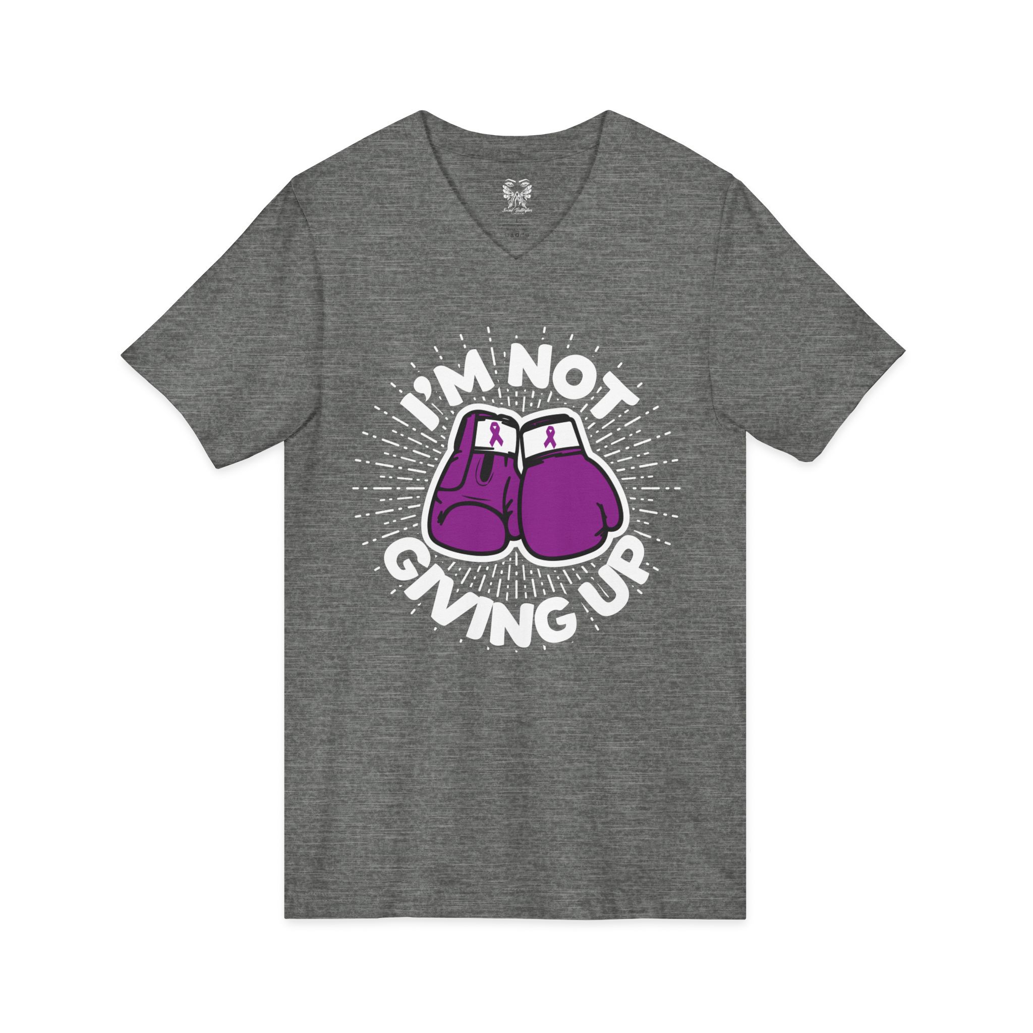 I’m Not Giving Up V-Neck Tee - Image 3