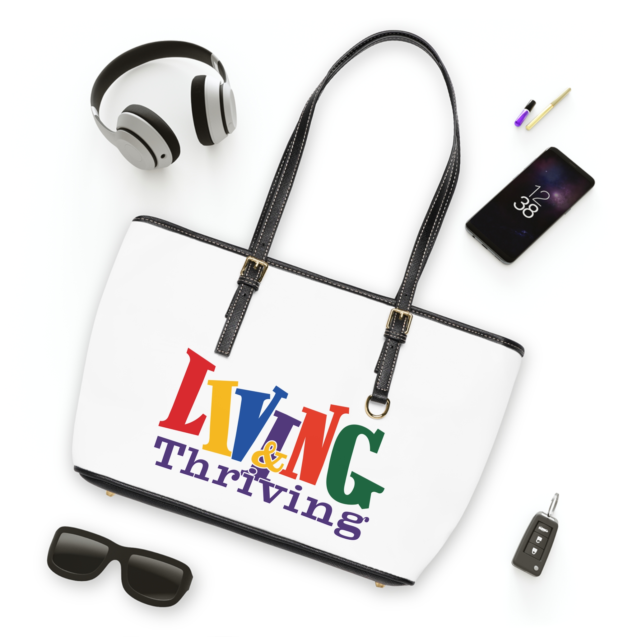 Living & Thriving Premium Vegan Leather Shoulder Bag - Image 3