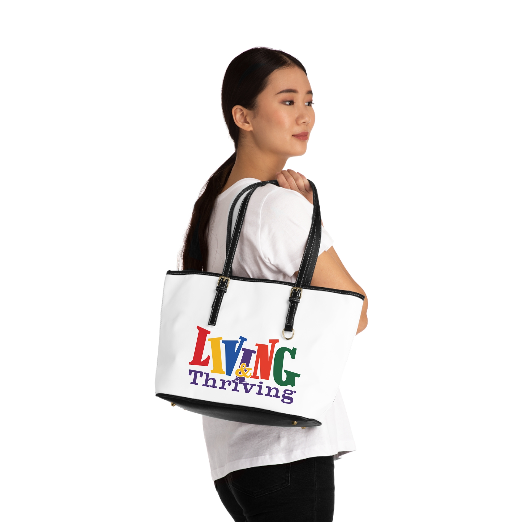 Living & Thriving Premium Vegan Leather Shoulder Bag - Image 4