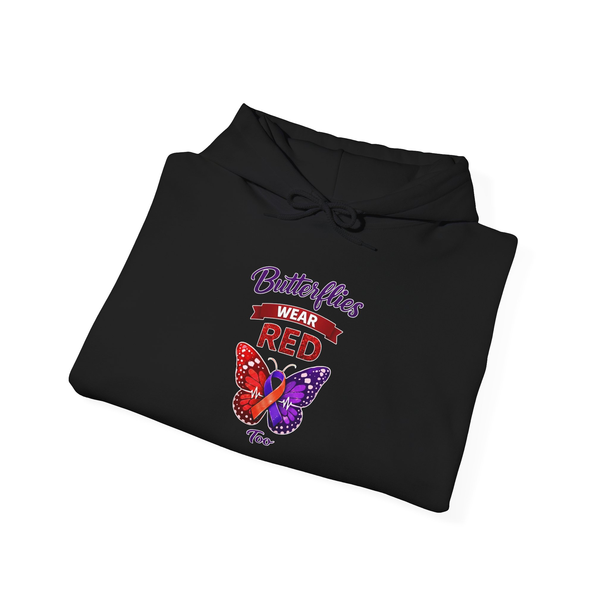 Butterflies Wear Red Too…Support Heart Health Awareness Hoodie - Image 16