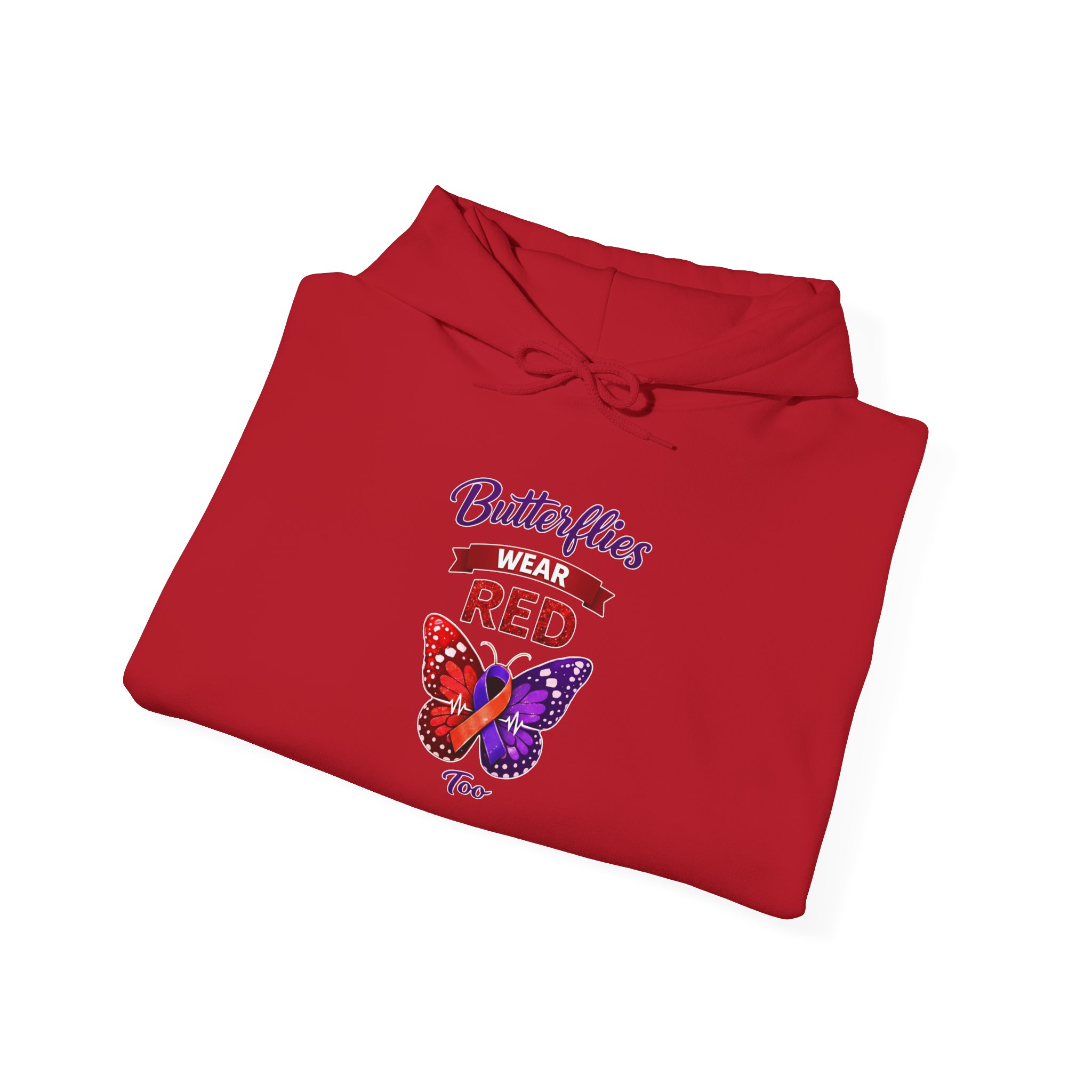 Butterflies Wear Red Too…Support Heart Health Awareness Hoodie - Image 32