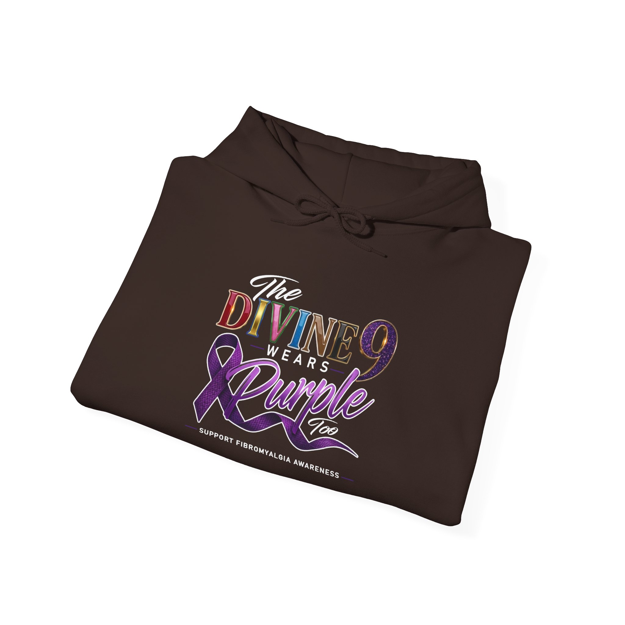 The Divine 9 Wears Purple Too for Fibromyalgia Awareness Hoodie - Image 16