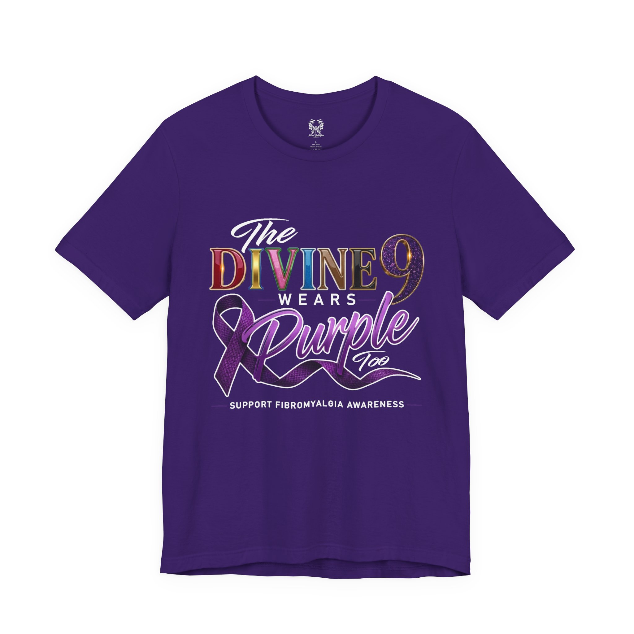 The Divine 9 Wears Purple Too Fibromyalgia Awareness Tee - Image 4