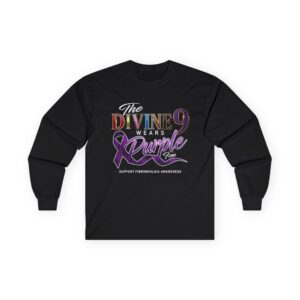 The Divine 9 Wears Purple Too for Fibromyalgia Awareness Long Sleeve Tee