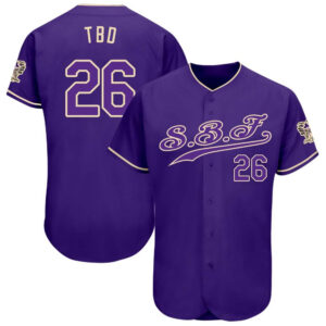 SBF Custom Baseball Jersey – Purple & Cream Edition