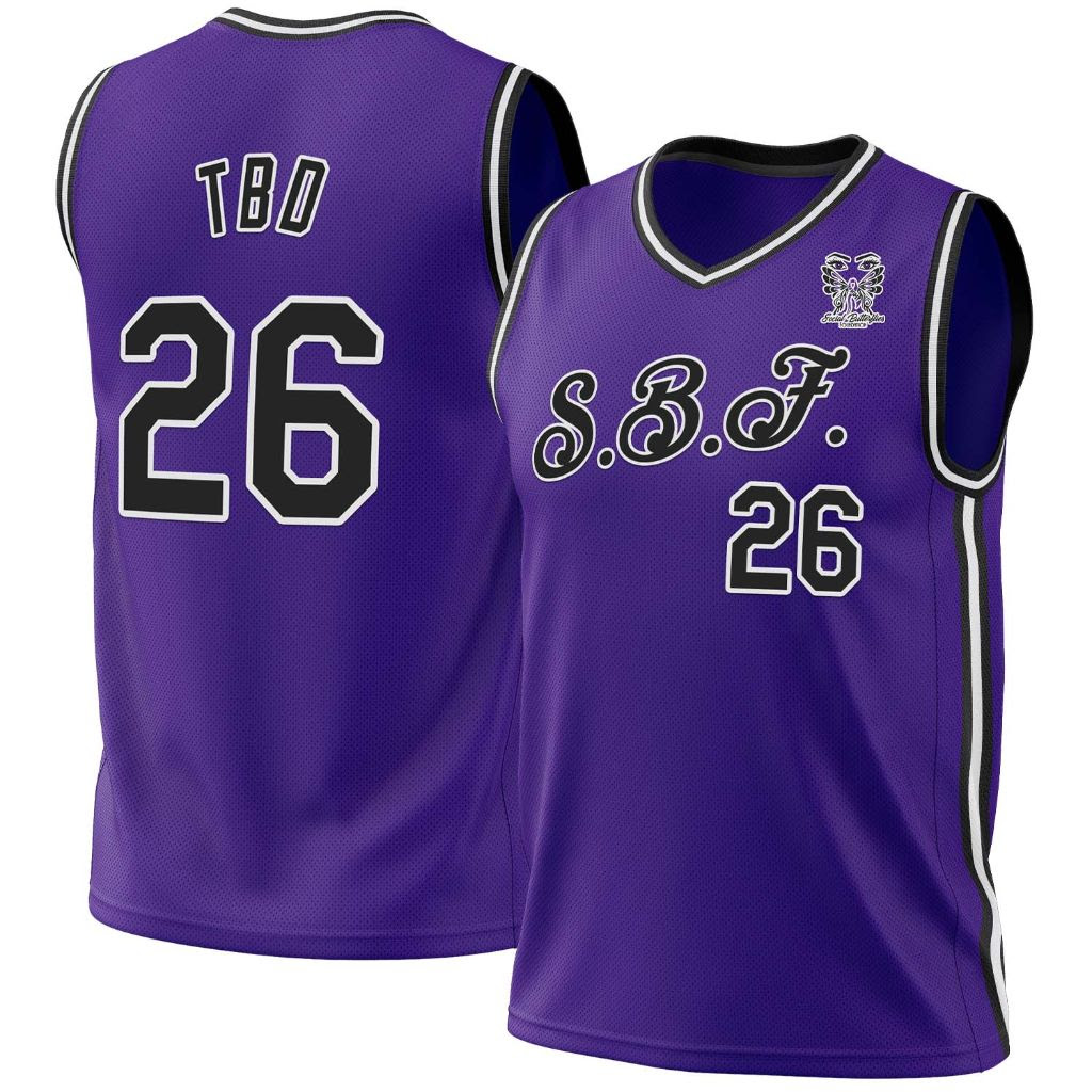 SBF Custom Throwback Basketball Jersey with black letters