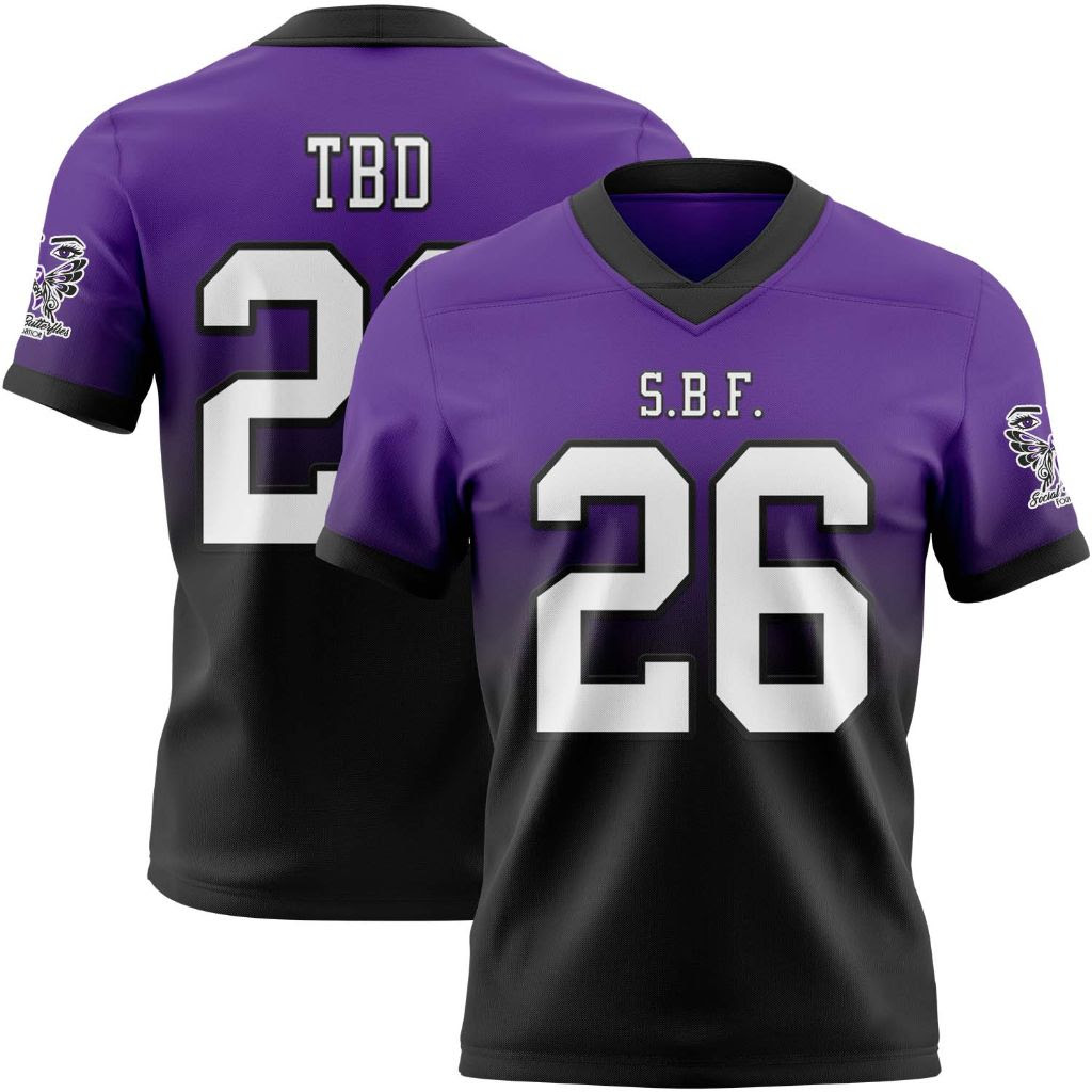 SBF Custom Fade Football Jersey in purple and black