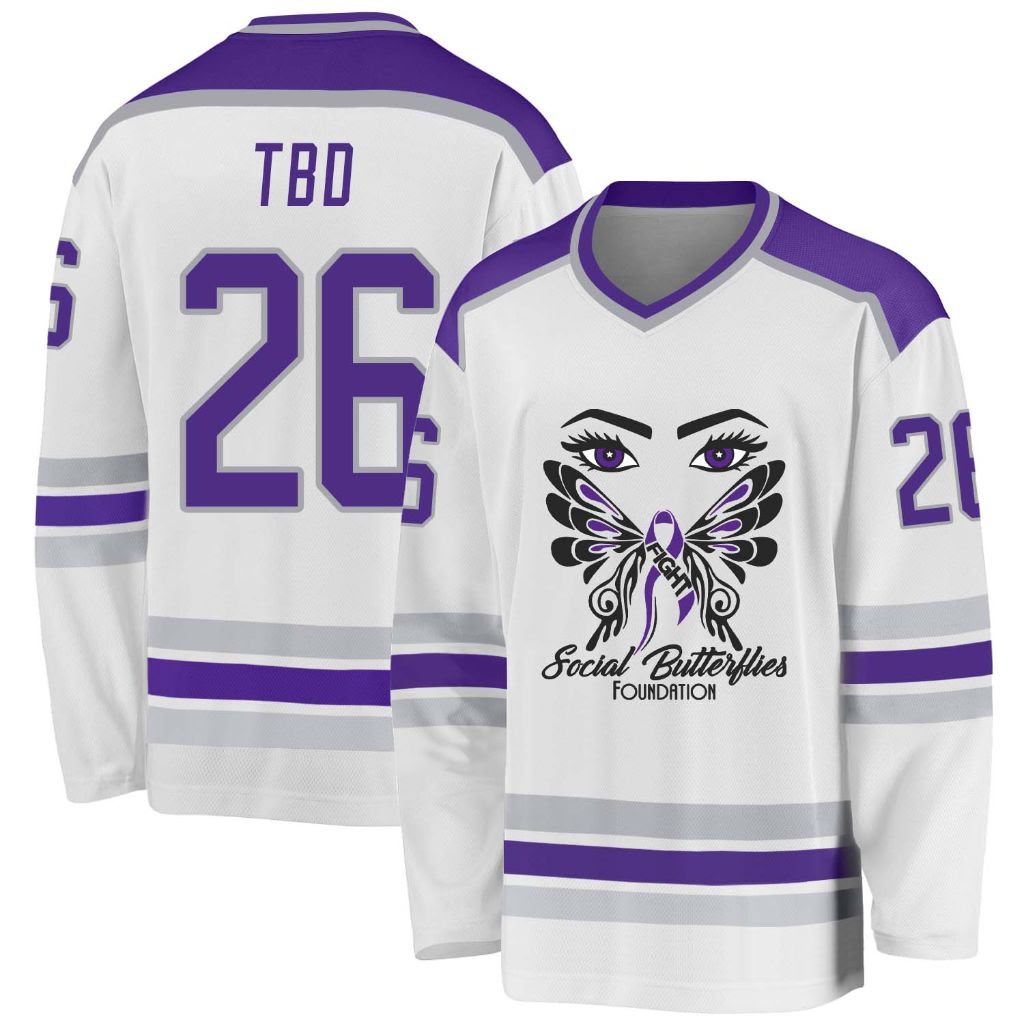 SBF Custom Hockey Jersey in white and purple