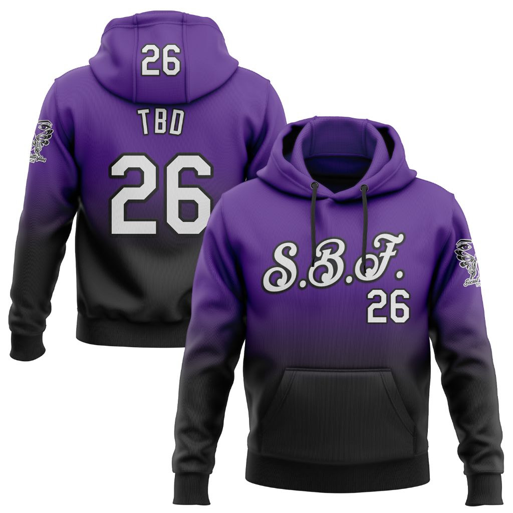 SBF Custom Fade Pullover Hoodie in purple and black