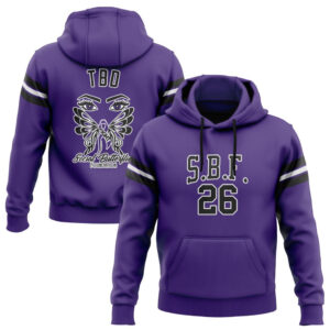 SBF Custom Pullover Hoodie – Purple, Black & White Edition