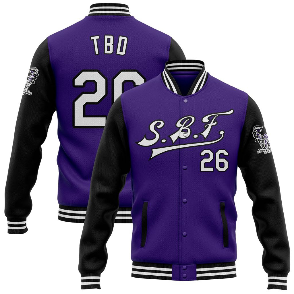 SBF Custom Varsity Letterman Jacket with black sleeves