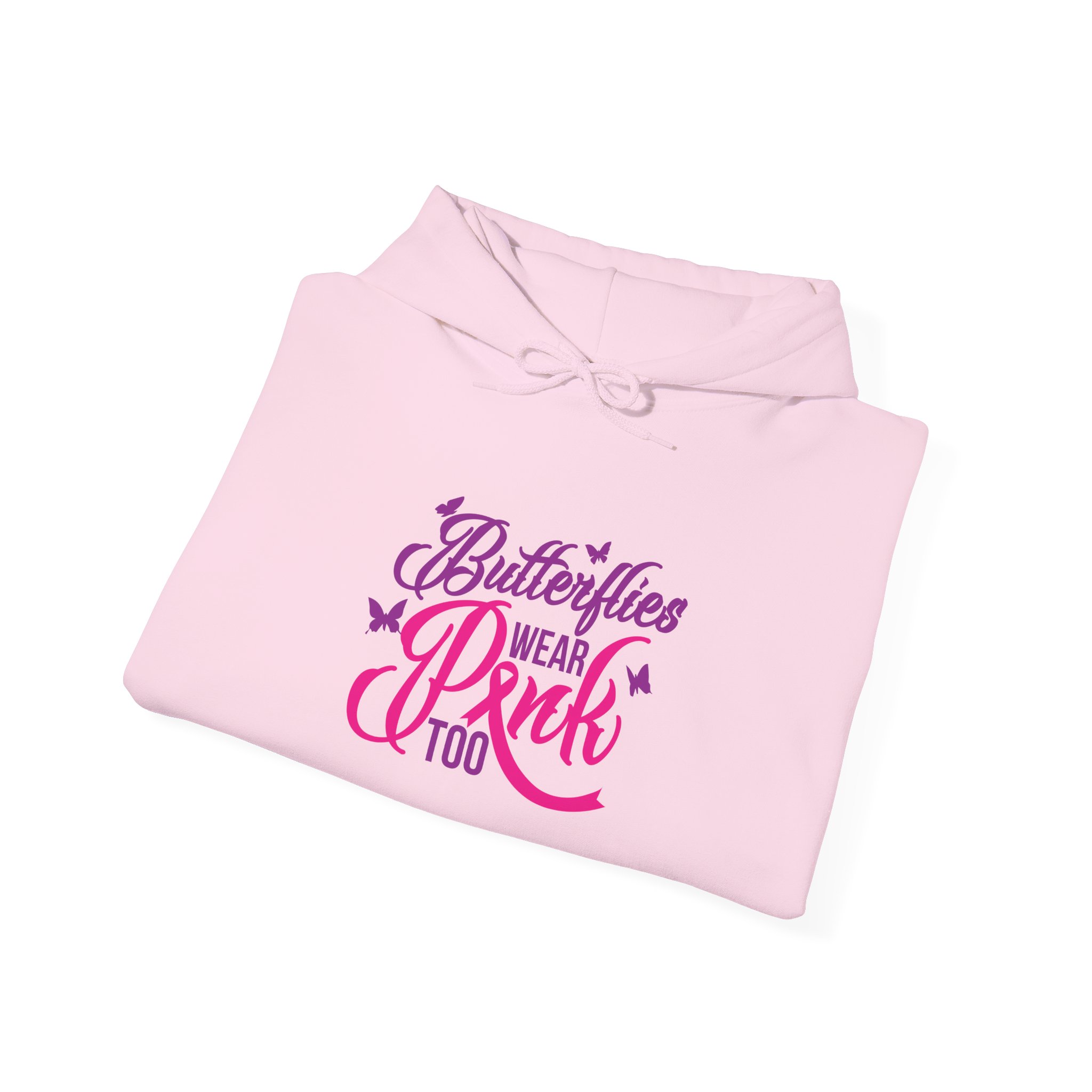 Butterflies Wear Pink Too…Support Breast Cancer Awareness Hoodie - Image 2